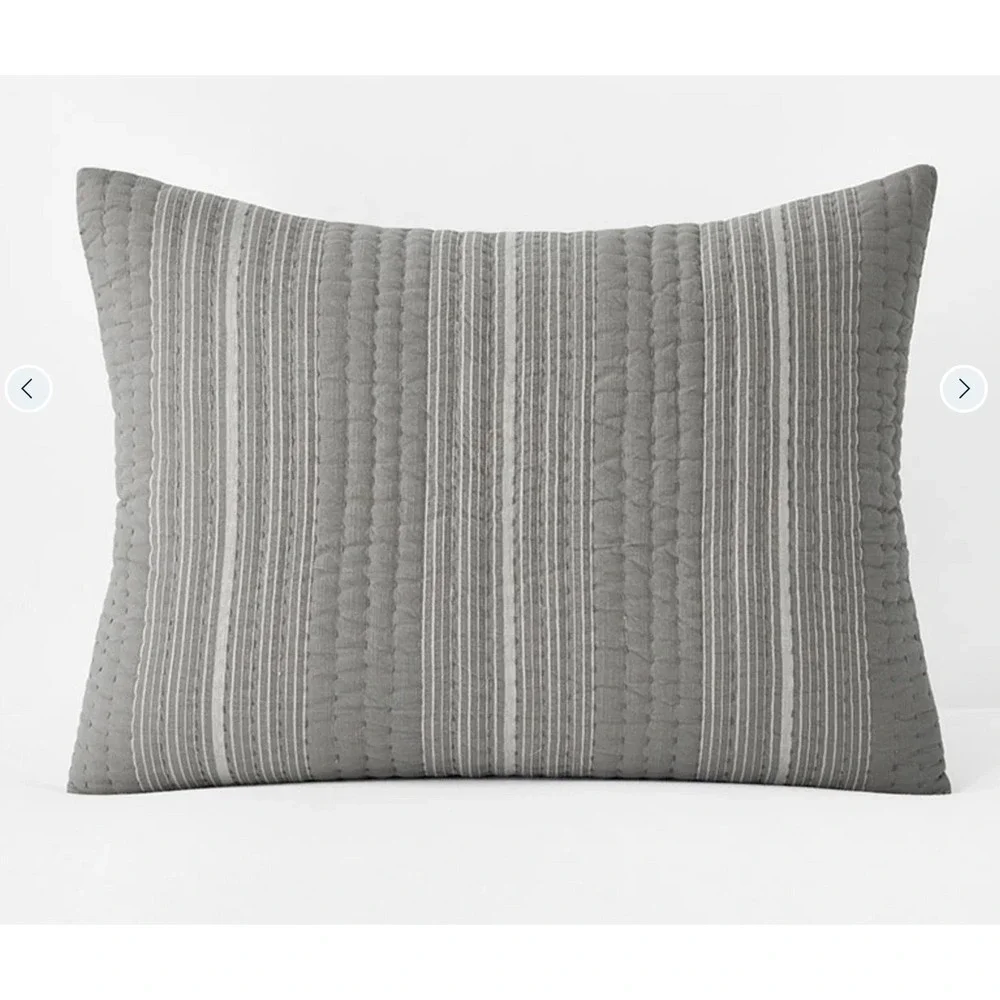 COMPANY STORE QUILTED SHAM STANDARD GRAY MIRROR STRIPE 21IN X 27IN NWT